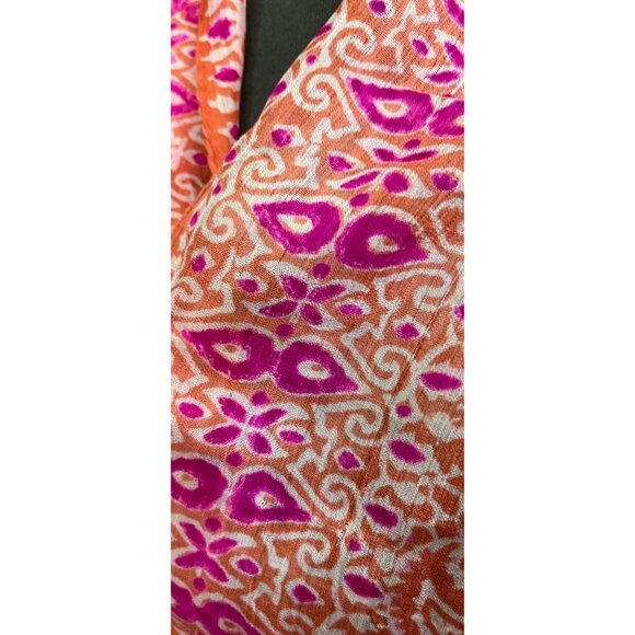 Vintage Scarf Orange And Pink Handwoven 100% Pure Silk Scarf Made in India - Picture 5 of 10
